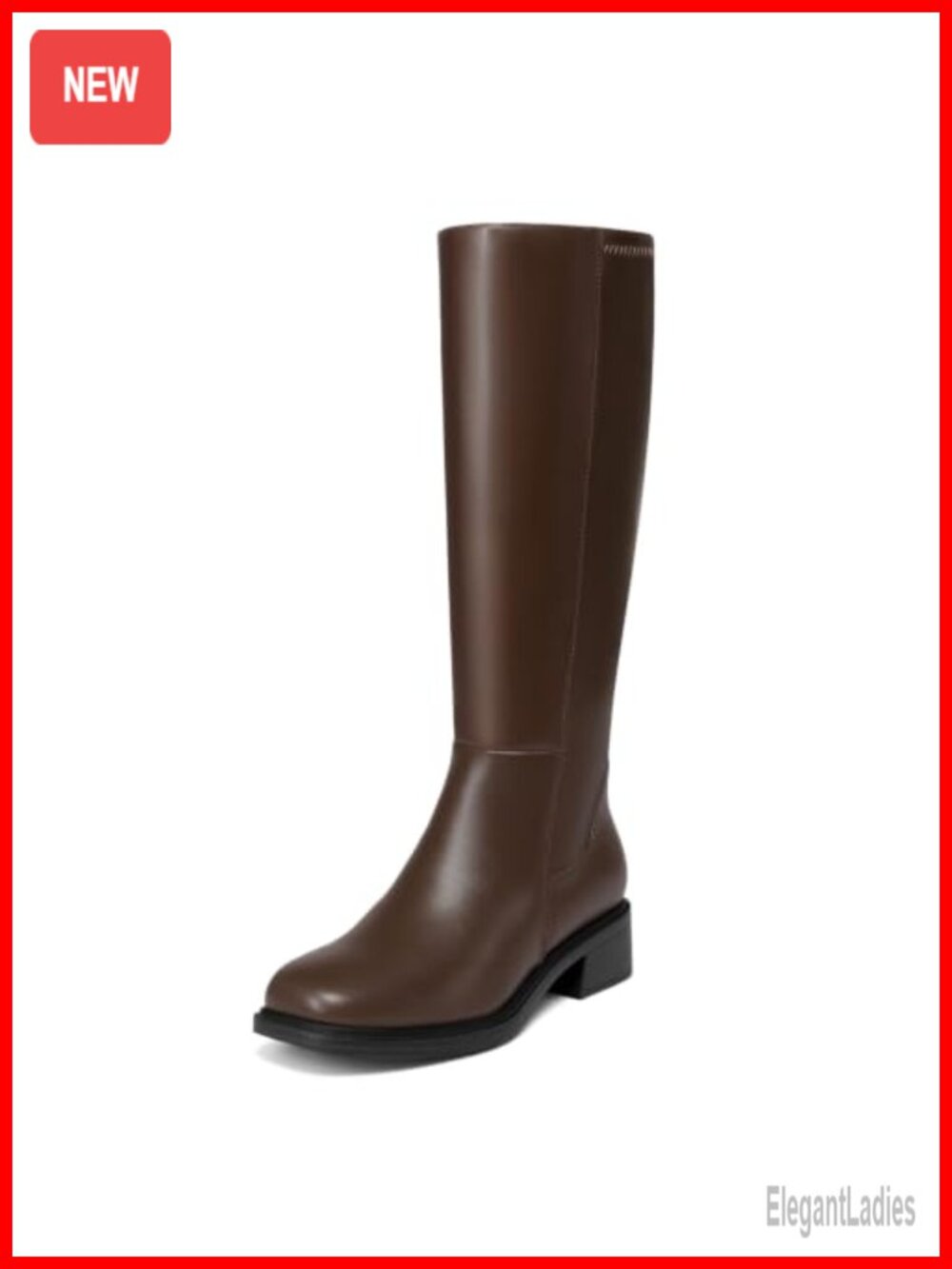 Knee High Boots Square Toe Low Heel Stretch Tall Boot